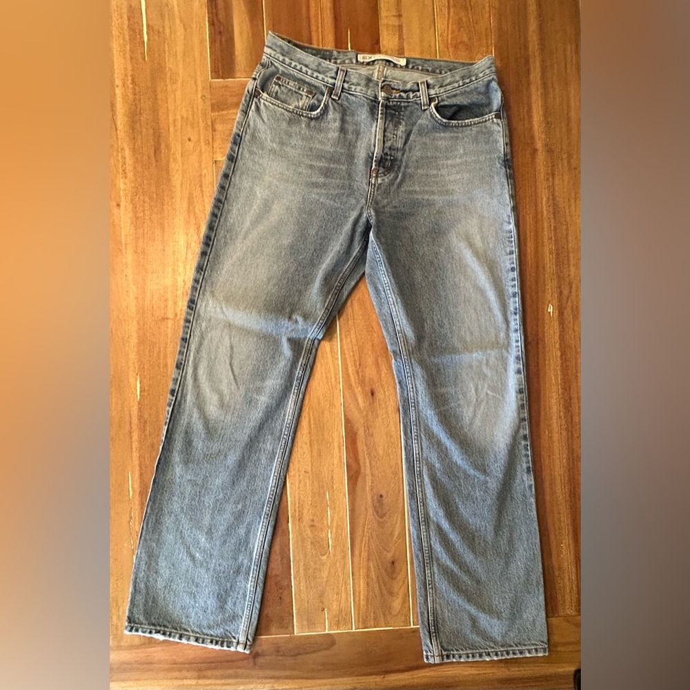 Express Vintage Straight Leg Jeans Blue Denim Button Fly 11/12 Precision‎ Fit